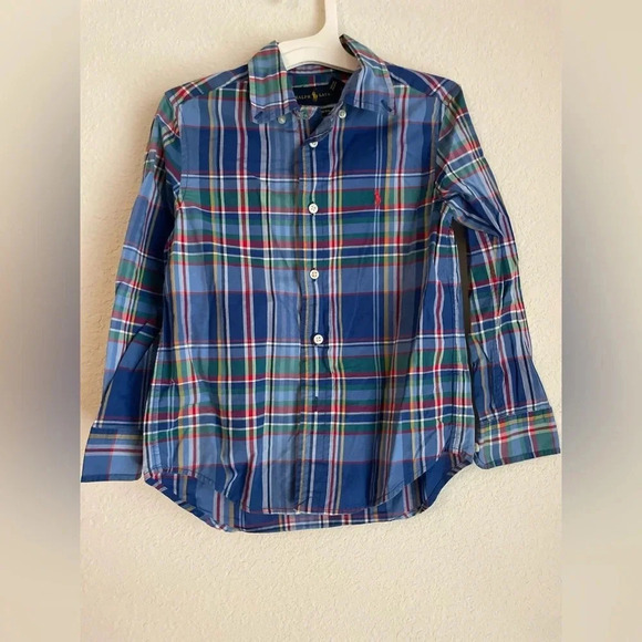 Ralph Lauren toddler boys button down long sleeve natural stretch plaid shirt 5 - Picture 2 of 5